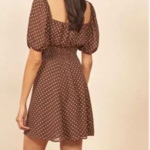 Reformation Brown Polka Dot Mini Dress